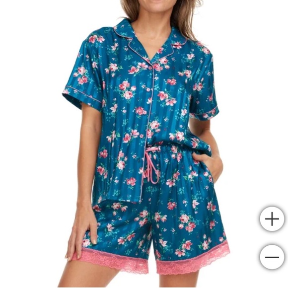 NWT Flora Nikrooz Women's Notch Collar PJ Set soft stain - Picture 2 of 8